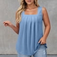 thumbnail image 4 of Gpoecd Plus Size Tank Tops for Women Women's Casual Square Neck Pure Color Ruffle Detail Blouse for Spring Summer Camisole Tops for Women Light Blue,L, 4 of 7