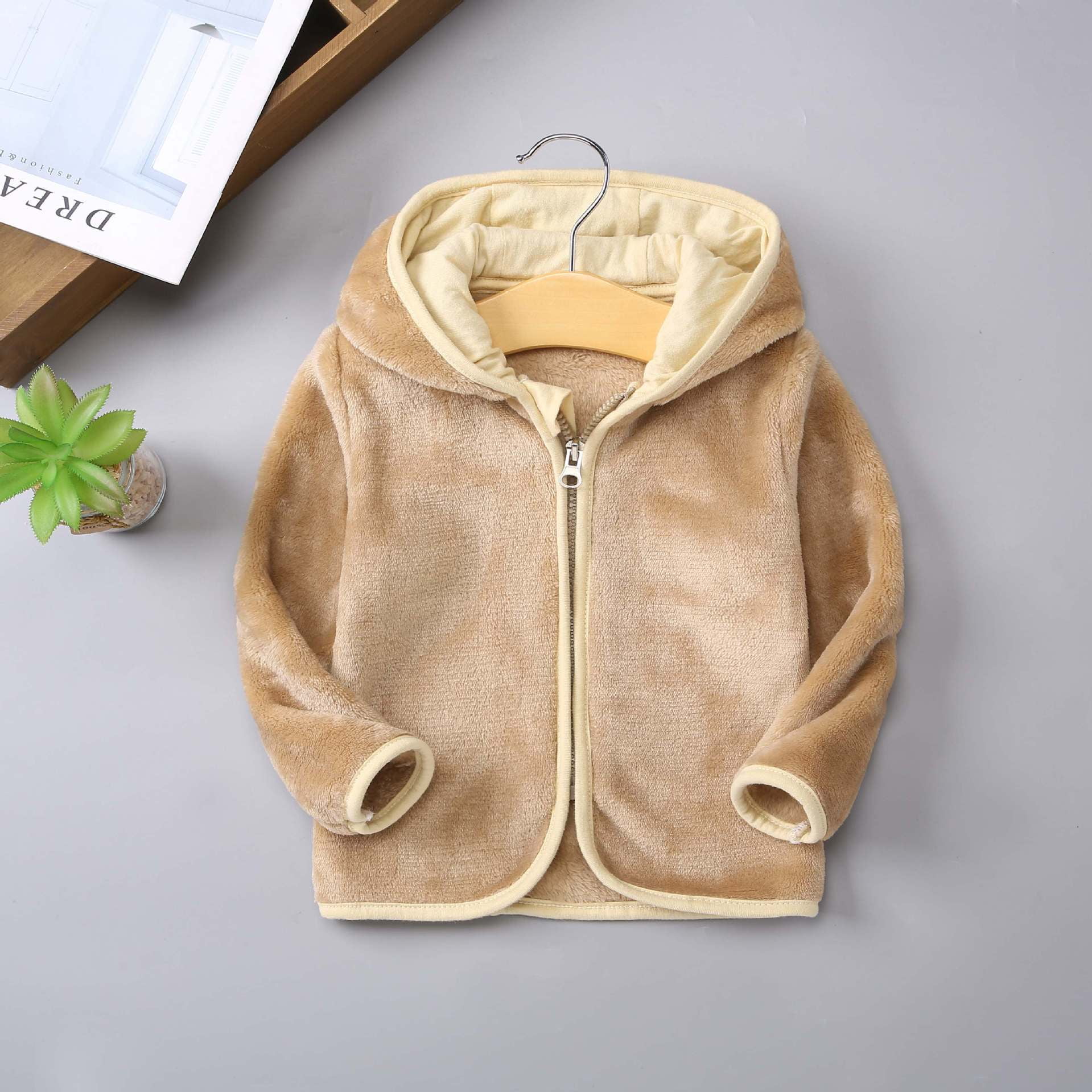 Baby Coat Children's Coral Down Coat Baby Clothes Thickened Warm Boys and Girls Hooded Top
