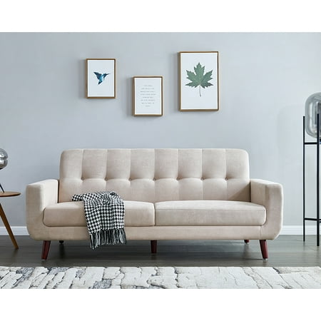 Clearance Beige Sofas For Living Room Mid Century Modern Sectional Fabric Sofa Small Es Rolled Arm Upholstered With Solid Wood Frame Clearance Beige Sofas For Living Room Mid Century Modern Sectional Fabric Sofa Small Es Rolled Arm Upholstered With Solid Wood Frame