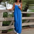 thumbnail image 2 of Women's Summer Boho Cotton Casual Jumpsuits Wide Leg Overalls Floral Print Baggy Rompers with Pockets Royal Blue M, 2 of 7
