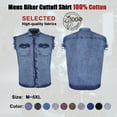 thumbnail image 3 of Dream Apparel Men's Biker Cuttoff Vest Denim/Cotton Shirt with Vintage and Frayed Sleeveless Look 2 Front Pockets, 3 of 7