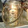 thumbnail image 4 of Beach Chic Nautical Hurricanes, Set of 3, Rustic Rope Handles, Anchors Away Pattern, Candle Holder, for LED or Wax Votive, Pillar or Tealights, Wind Lights, 6 Inches Tall Cape Cod Style, 4 of 6