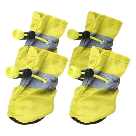 TELOLY 4Pcs Dog Shoes Slip-Resistant Dog Boots Stable Walking Dog Shoes Large Size Dogs Yellow 6.5*5.5cm