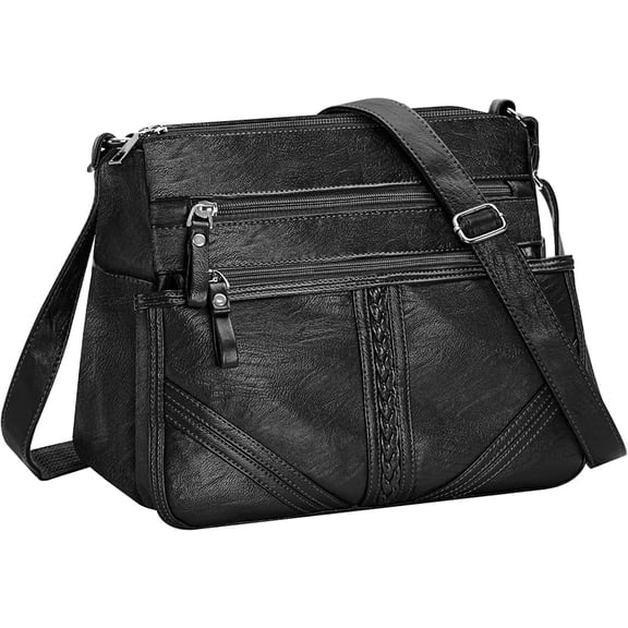 Crossbody Bags For Women Pocketbooks Soft PU Leather Purses and Handbags Multi Pocket Shoulder Bag