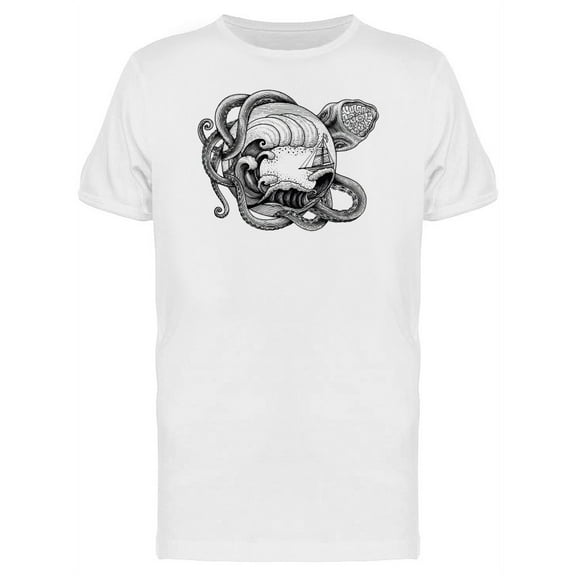 Giant Octopus And Ocean Wave T-Shirt Men -Image by Shutterstock, Male Large