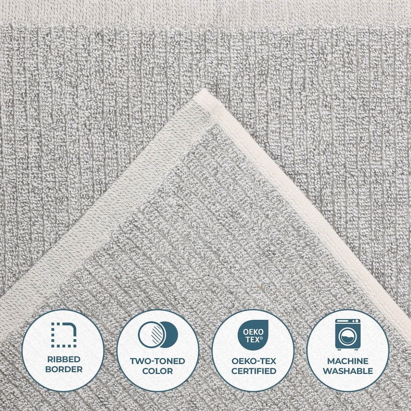 Superior Destin Viscose 8 Piece Cotton Blend Towel Set, Medium Weight Soft Towels, Platinum