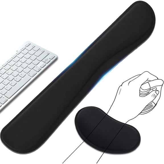 Memory Foam Wrist Rest for Computer Keyboard,Mouse,Ergonomic Design for Typing Pain Relief,Desk Pads Support Hand and Arm,Mousepad Rests,Stain Resistant,2 Piece Pad