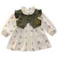 thumbnail image 2 of RXIRUCGD Veste Sans Manches en Cuir Décontractée pour Filles Patchwork Imprimé Fleuri Manches Longues Col Rond (Vert, Taille: 1-2 Ans), 2 of 6