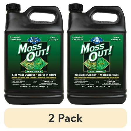 (2 pack) Lilly Miller Moss Out! Lawn Moss Killer Concentrate Herbicide, 1 Gallon