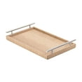 thumbnail image 4 of Mesa de café para servir bandeja bandeja de comida rectángulo multipropósito decorativo 15.8x9.8x2.3 pulgadas con manijas de metal para sala de estar, 4 of 8