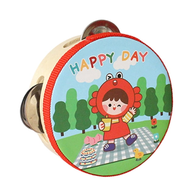 Pandereta de mano de madera de , instrumentos de percusión, tambor de mano, juguete educativo para juegos, juguetes, karaoke, niños pequeños 10 centímetros