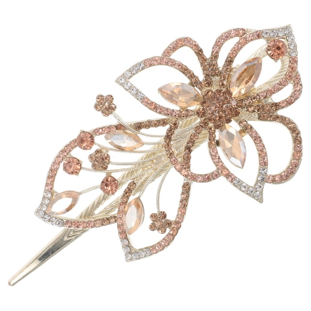Milisten Floral Rhinestone Hairpin Con Antideslizante Para Uso Diario Y Bodas