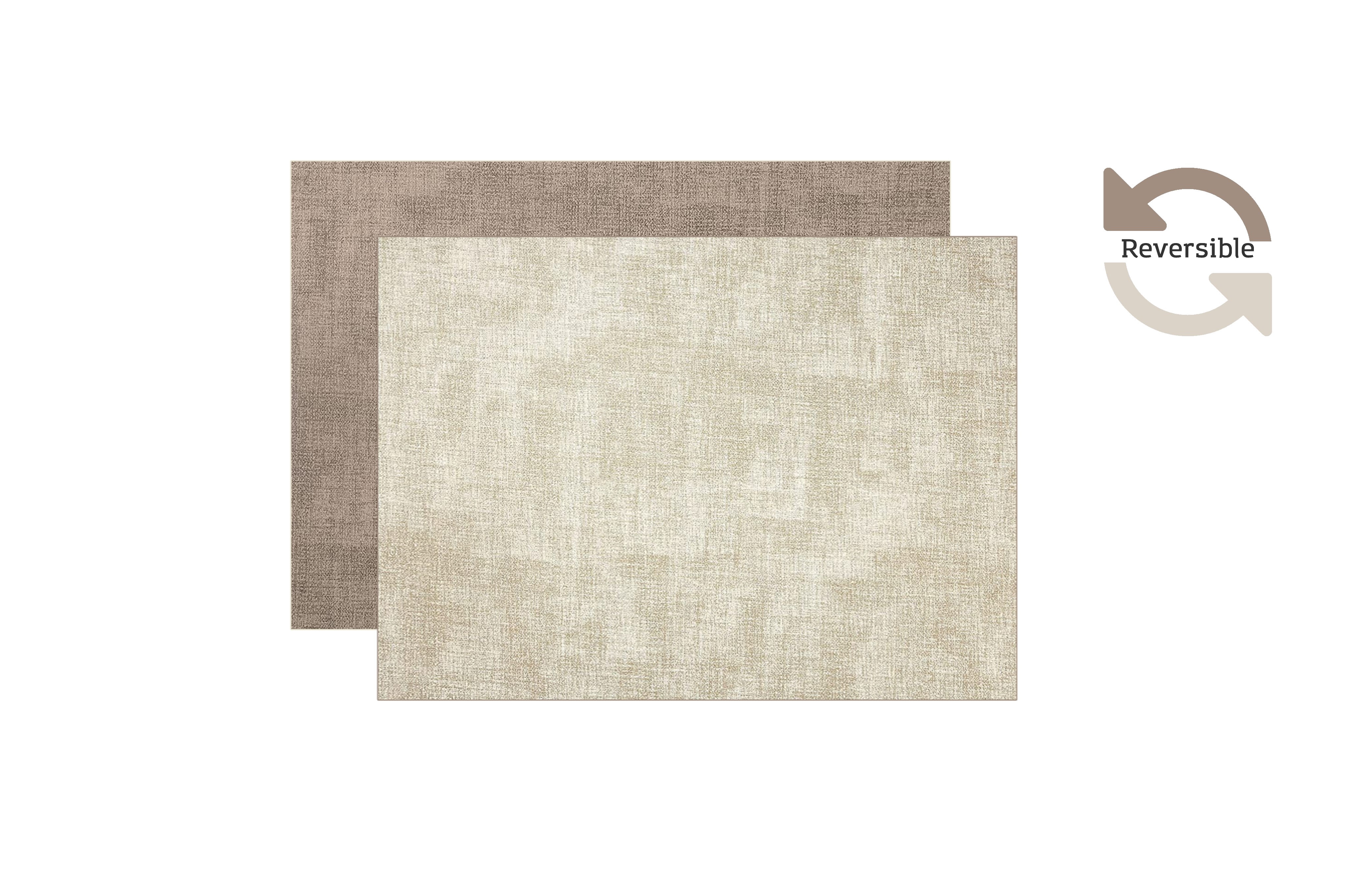 Dainty Home Amalfi Faux Leather Reversible 2 Pattern 12 x 18 Rectangular Placemats, Set Of 4, Linen