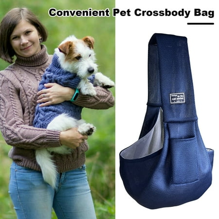 Guiexla Pet Carrier Sling Breathable Crossbody Bag Puppy Carrier Purse Hand-Free Dog Sling Carrier with Storage Pockets for Small Dogs Cats