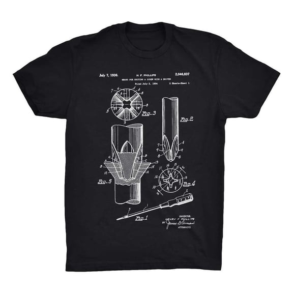Mighty Circus Screwdriver Patent T-Shirt - Black, Large