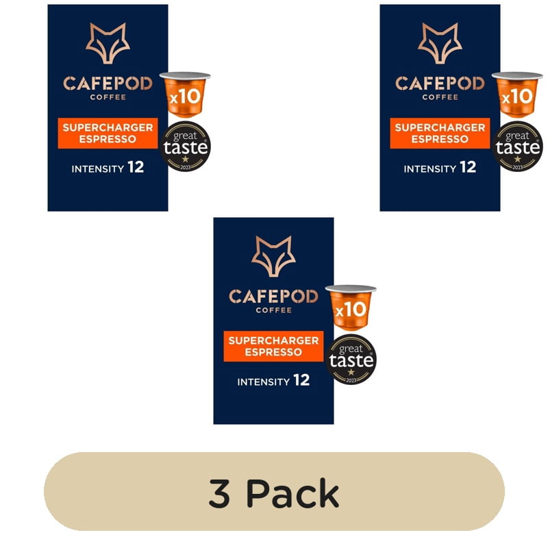 CafePod Supercharger Espresso Nespresso Compatible Aluminium Coffee Pods, 10 pods per pack, British Import (Pack of 3)
