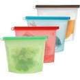thumbnail image 1 of Sac de Rangement Alimentaire en Silicone Réutilisable, Sac Alimentaire en Silicone avec Pince Sac de Congélation Sacs de Conservation pour Fruits, Légumes, Viande (Lot de 4), 1 of 5