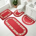 thumbnail image 6 of PoyoKee 4pcs Bathroom Rugs, 47" x 19.6" Rose Floral Absorbent Bath Mat, Non Slide Washable Rugs for Bedroom Shower Toilet Tub, Room Decor, Red, 6 of 7