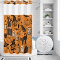 thumbnail image 3 of No Hook Shower Curtain, Orange Black Halloween Shower Curtains for Bathroom with See Through Top Window, Pumpkins Cat Vintage Art Waterproof & Washable Bath Curtain Stand Up Stall 36"x72", 3 of 9