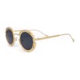 thumbnail image 3 of Oval Art Deco Geometric Design Metal Rim Retro Sunglasses Gold - Black, 3 of 4