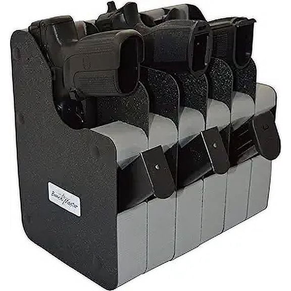 Benchmaster 6 Gun Vertical Pistol Rack, Handgun Safe Organizer, High-Density Foam Storage Holder for 6 Pistols