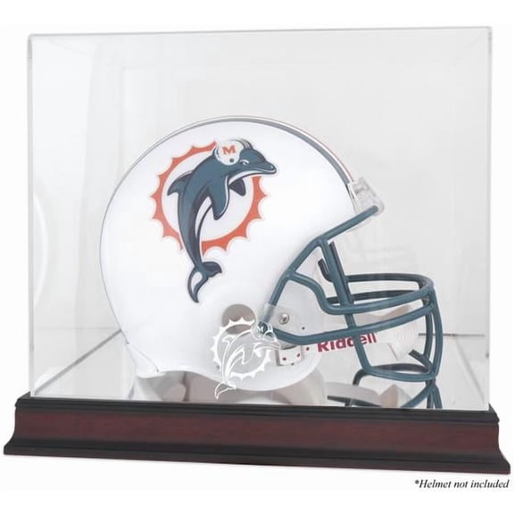 Miami Dolphins Mahogany Helmet Logo Display Case with Mirror Back