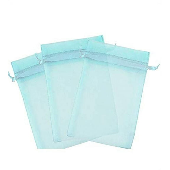 200 Pcs Light Blue 5x7 Sheer Drawstring Organza Bags Jewelry Pouches Wedding Party Favor Gift Bags Gift Bags Candy Bags [Kyezi Design and Craft]