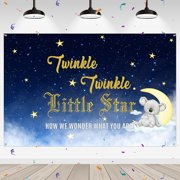 Twinkle Twinkle Little Star Backdrop Baby Shower Photography Background Banner Moon Stars Gender Reveal Boy or Girl Party Outdoor Indoor Banner Decorations