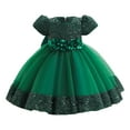 thumbnail image 1 of Robes Formelles pour Filles Manches Bouffantes Robe de Bal Robe en Tulle Robe de Fête pour Filles 12-18 Mois, 1 of 4