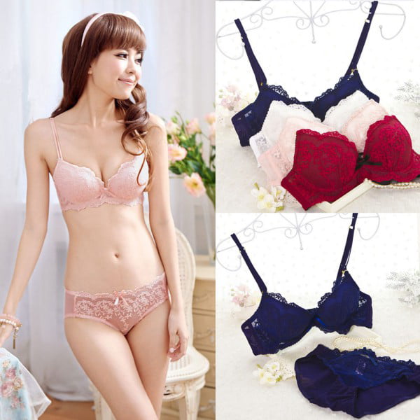 Spdoo Women Young Girls Lace Bra Set Sexy Lingerie and Thongs Bra and Panty  Set Push Up Bra Underwire Bra