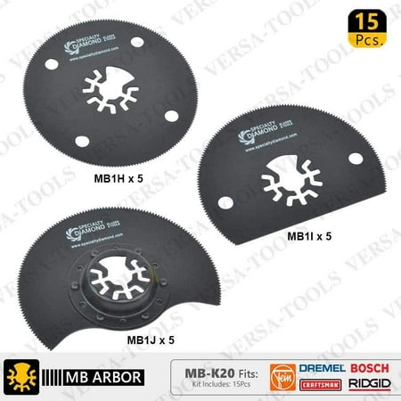 

Versa Tool MB-K20 80mm Circular Semi-Circular Saw Blade Kit Compatible with Fein Multimaster Dremel Bosch Craftsman Ridgid Oscillating Tools / 15pk