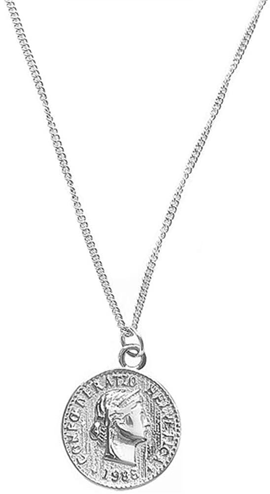 Carved Coin Pendant Necklace for Women 