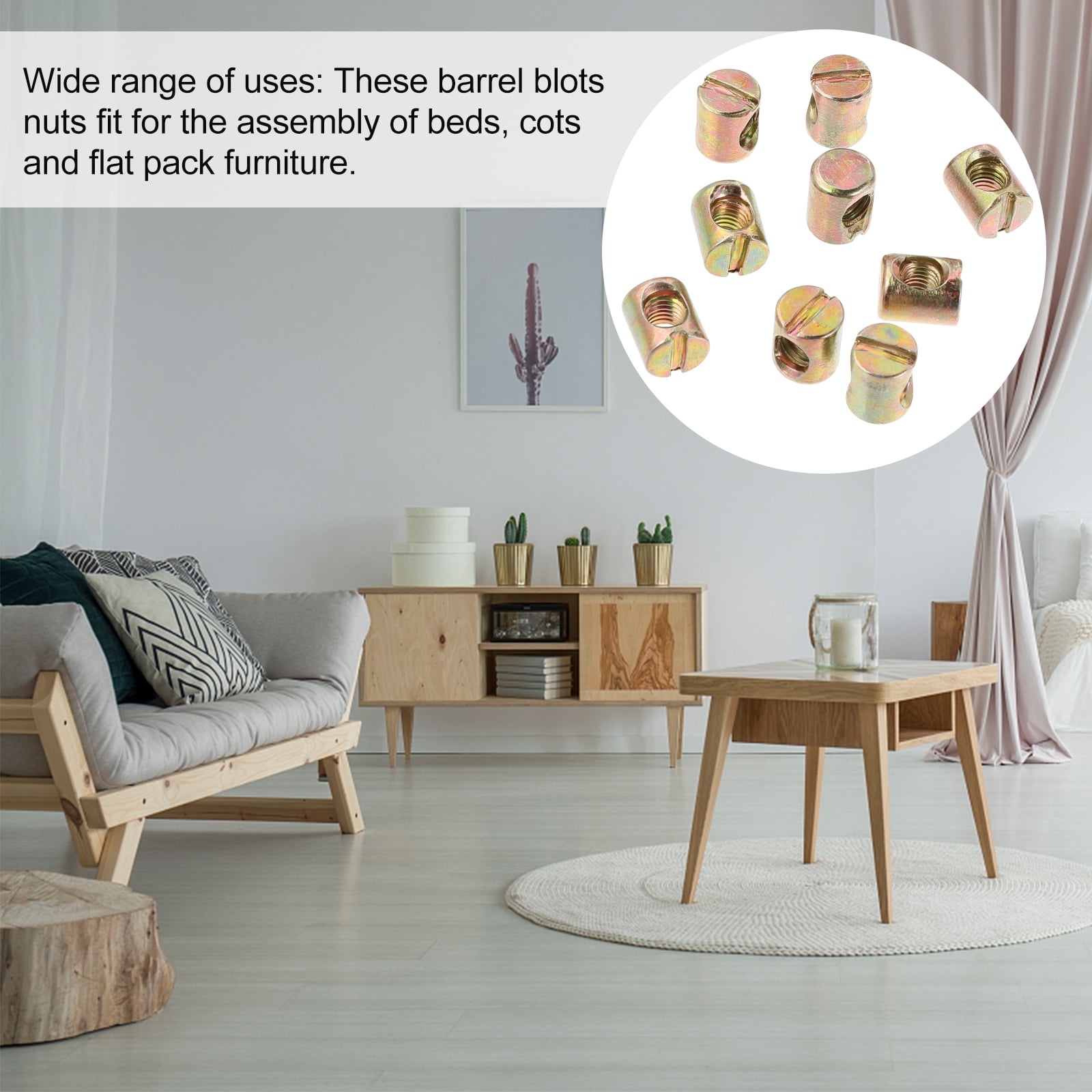 Nut for Bed Slotted Chair Accessories Furniture Dowel Bolt Pin 110 Pcs