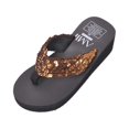 thumbnail image 1 of BRIGHTFUFU Sandalias de plataforma con purpurina para mujer Sandalias de tanga brillantes Chanclas antideslizantes con tacón de cuña Talla 36 (café), 1 of 7