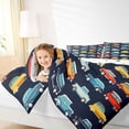 thumbnail image 4 of Manfei Cute Cartoon Car Bedding Comforter Set,Colorful Vehicle Twin Comforter Sets,Black Blue Yellow Bedding Set For Boys Kids,Microfiber Bedroom Decor Reversible,2pcs, 4 of 8