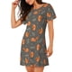 thumbnail image 2 of Balery cute fall fox leaf Camisón de manga corta con cuello redondo para mujer, cómodo y elegante., 2 of 6