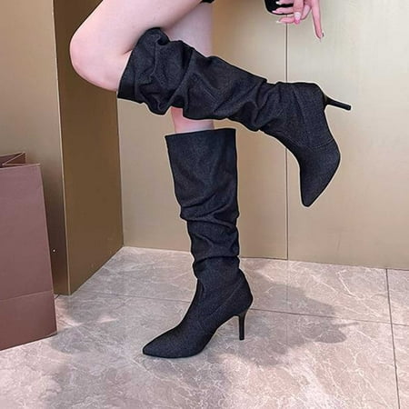

Shldybc Women s Large Size Back Zipper Ankle Boots Heel Boots Non-slip Sexy Fall Boots Over The Knee High Heel Boots on Clearance