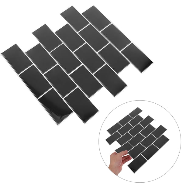 unbranded 6Ud Azulejos Adhesivos Negros Para Backsplash De Cocina Con De Y Fácil Instalación