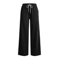 thumbnail image 5 of YHAJDS Women Straight Wide Leg Joggers Comfort Loose Fit Elastic Waist Solid Color Outdoor Casual Bottoms With Side Pockets, 5 of 8