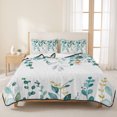 thumbnail image 3 of Full Quilt Set 78''x90'', Teal Eucalyptus Lightweight Summer Bedspread Coverlet Set with 2 Pillow Shams, Watercolor Spring Weeping Botanical Breathable All Season Quilt Bedding for Bedroom/Guest Room, 3 of 9