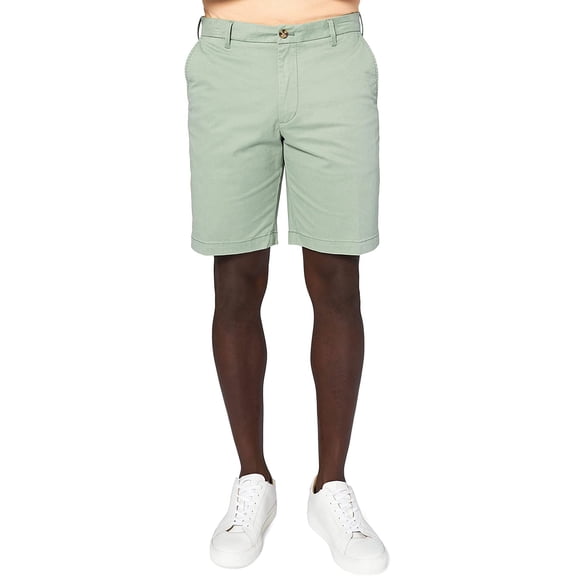 IZOD Men's Classic Saltwater Flat Front Chino Short, Green Bay PH162, 32 Regular