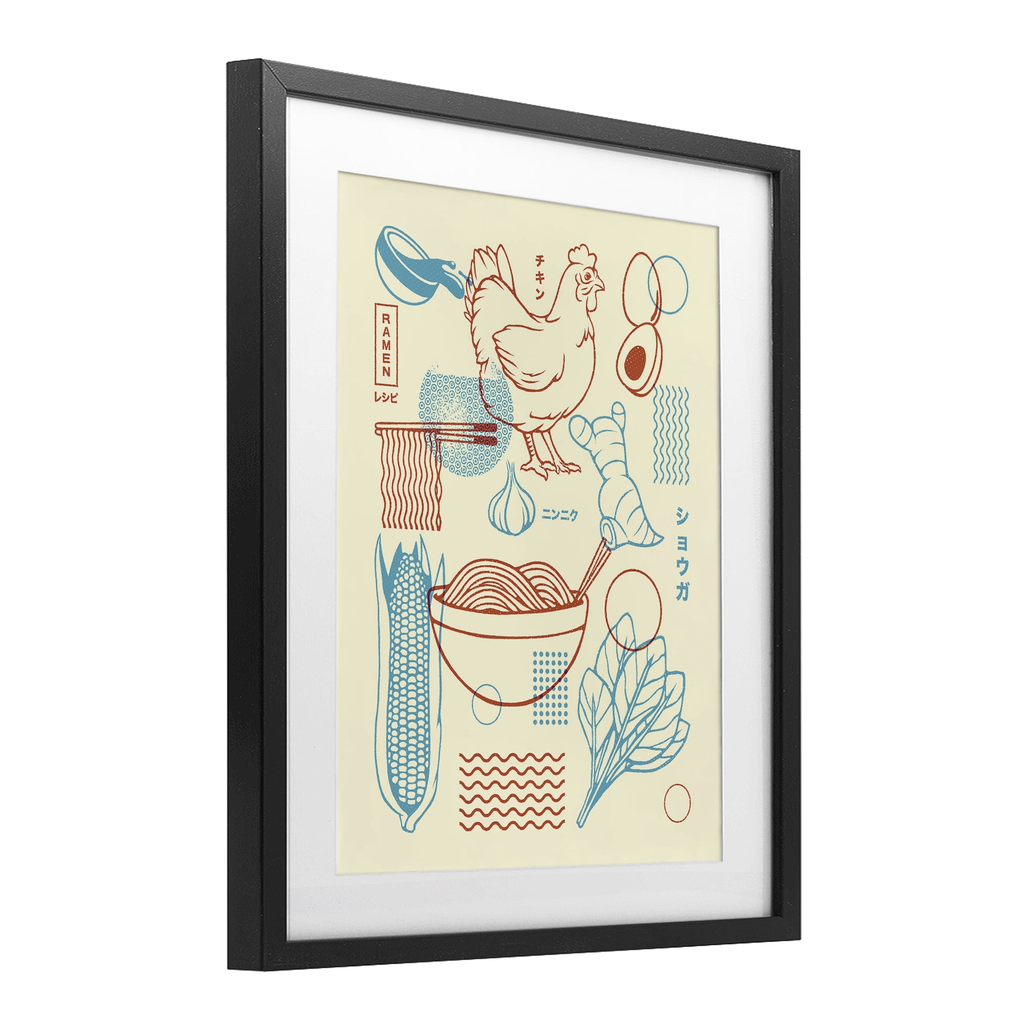 Stupell Industries Minimalist Ramen Ingredients Black Framed Print Under Glass, design by Tobe Fonseca