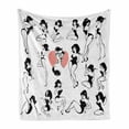thumbnail image 1 of Fashion Soft Flannel Fleece Throw Blanket, Famous Girl Model Posing with Full Body Features Heart Tattoo on Thigh Make, Cozy Plush for Indoor and Outdoor Use, 50" x 70", White and Black, by Ambesonne, 1 of 6