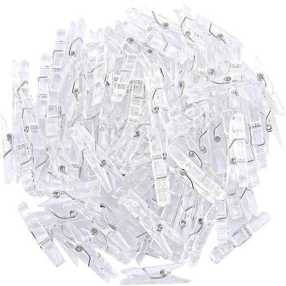 CCOCC 2026 New 100 Pcs Mini Clear Photo Clips,Mini Clothespins Clip,Clothes Line Clips,Mini Transparent Plastic Clips for Photos,Crafts,Party Decorations,Office Organization