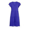 thumbnail image 5 of vigerkar Womens Summer Dress Ruffle Sleeve V Neck Midi Dresses Fashion Casual Fit Flowy Tiered Boho Beach Vacation Sundress Blue, M, 5 of 5
