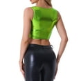 thumbnail image 4 of INSPIRE CHIC Women's Sleeveless Top U Neck Party Clubwear Holographic Shiny Metallic Crop Top XS Shiny Green, 4 of 7