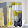 thumbnail image 2 of Yellow Grey Black Abstract Oil Painting Shower Curtain - 70x70 Inch Garbage Style Art Polyester Fabric Unique Bathroom Decor with Hooks, 2 of 3