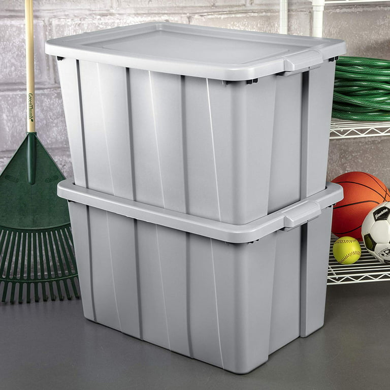 Set Of 4 30 Gal Containers Tote Storage Box Bins Stackable W/Lid
