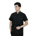thumbnail image 2 of kurtrusly Chef Uniforms Women Short Sleeve Chef Coat Double Breasted Working Jacket Restaurant Kitchen Cooking Clothes Workwear Black XL, 2 of 9