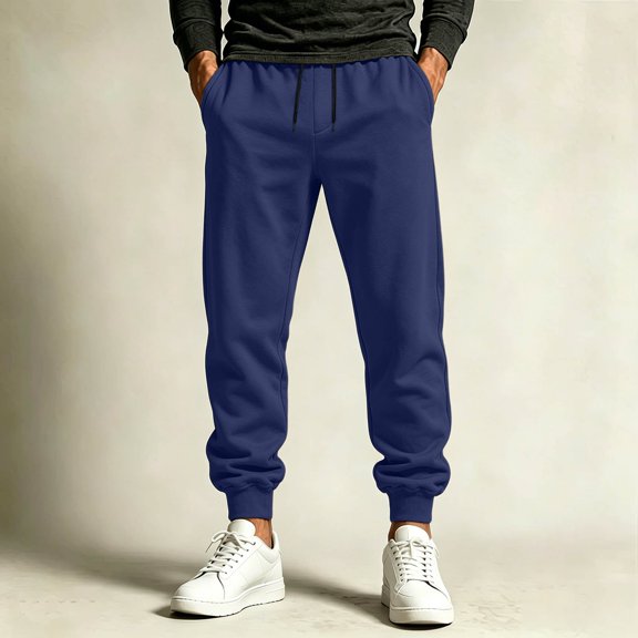 Mens Casual Joggers Pants Solid Color Drawstring Elastic Waist Loose Sweatpants with Pockets Fall Winter Lounge Workout Pants,Sizes S-3XL